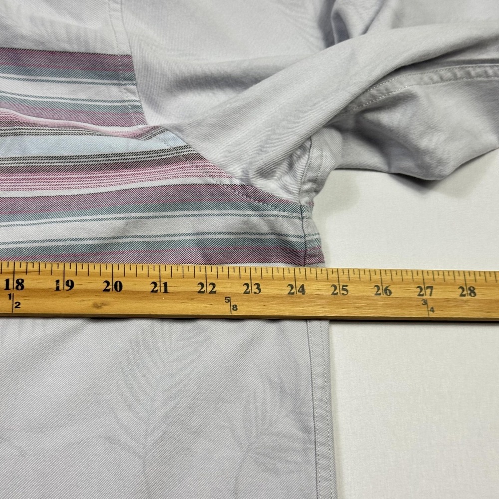 Tommy Bahama Canyon Beach Flannel Shirt Mens XL Gray Stripe Palm Button Front - Picture 8 of 12